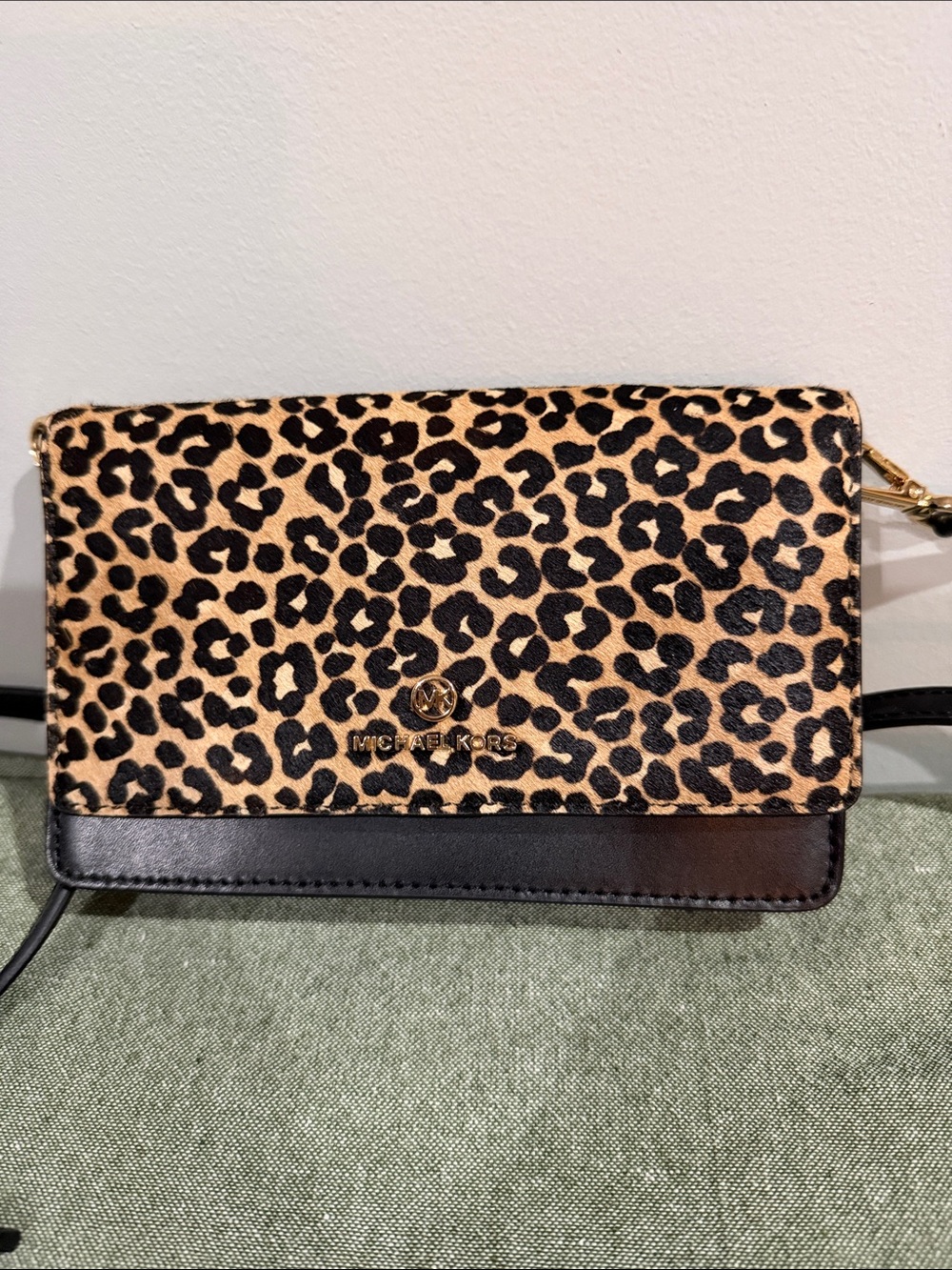 MICHAEL Michael Kors Leopard Print Crossbody with Black Trim